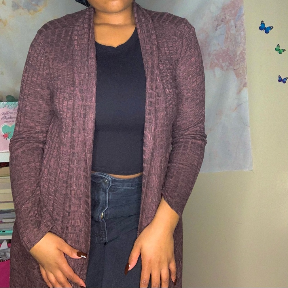Soft Cardigan- Burgundy, Purple Basic Open Sweater